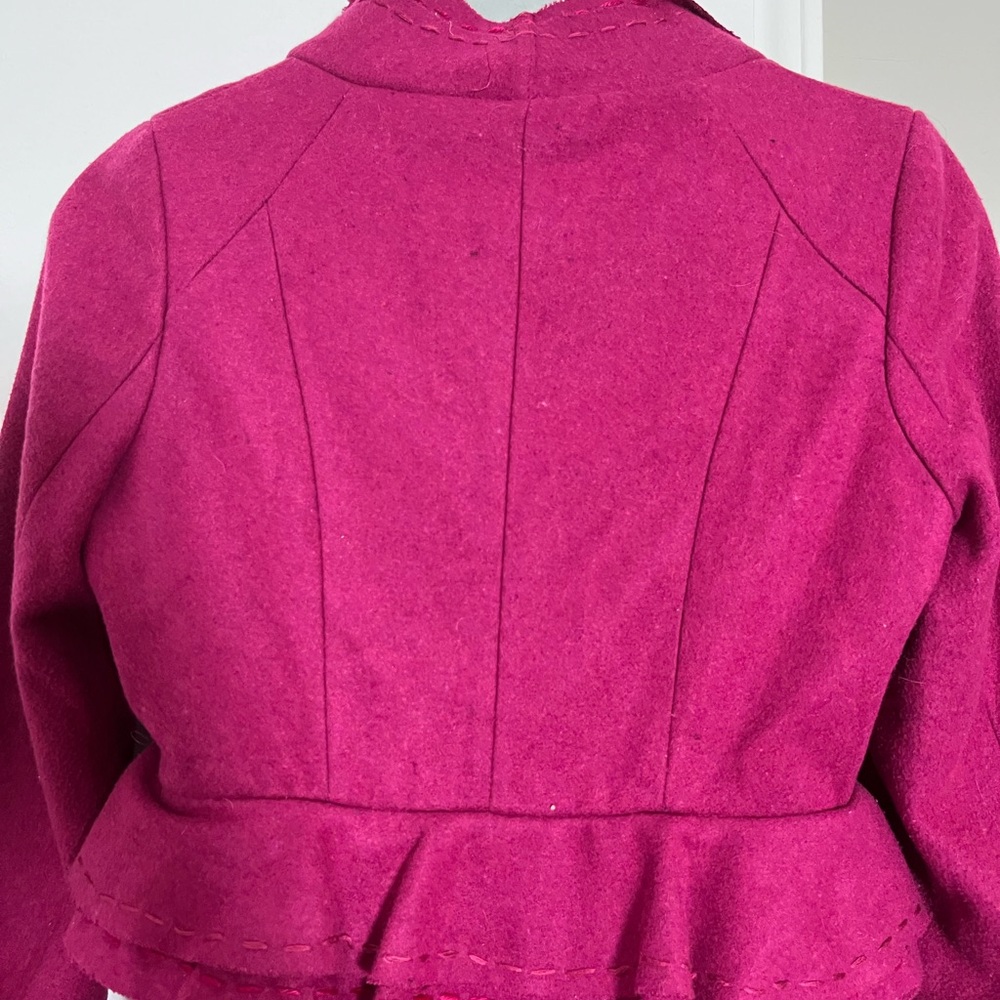 Lulumari Fuchsia Ruffled Trench Coat - Picture 7 of 9